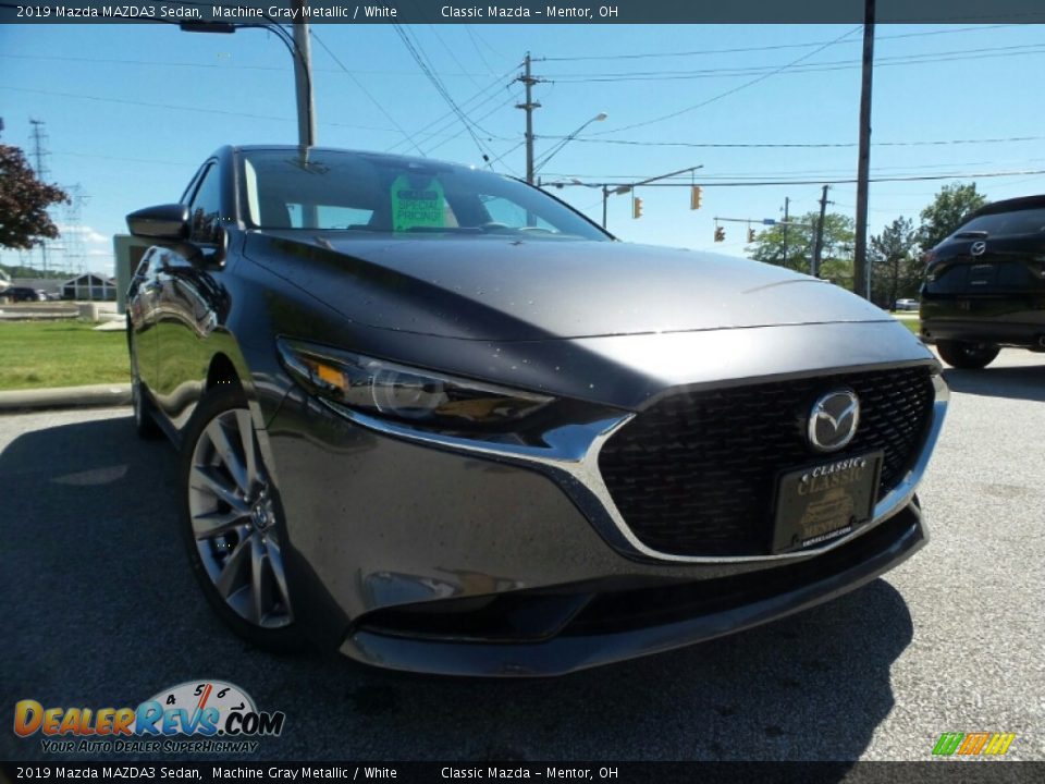 2019 Mazda MAZDA3 Sedan Machine Gray Metallic / White Photo #1