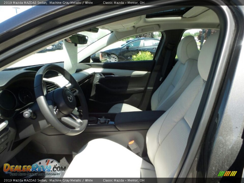 2019 Mazda MAZDA3 Sedan Machine Gray Metallic / White Photo #7