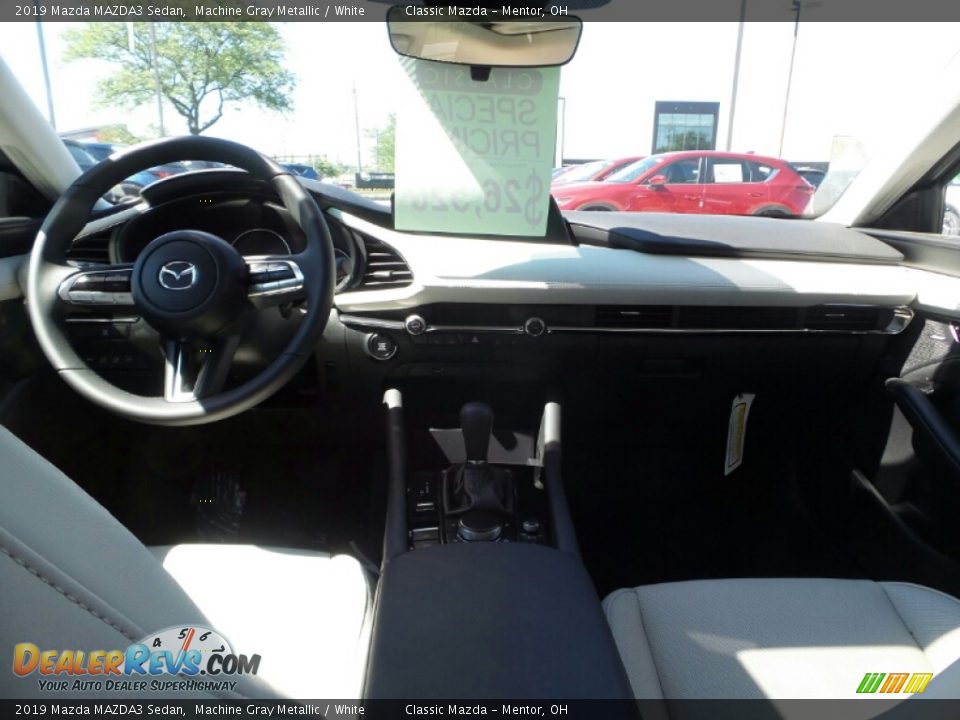 2019 Mazda MAZDA3 Sedan Machine Gray Metallic / White Photo #9