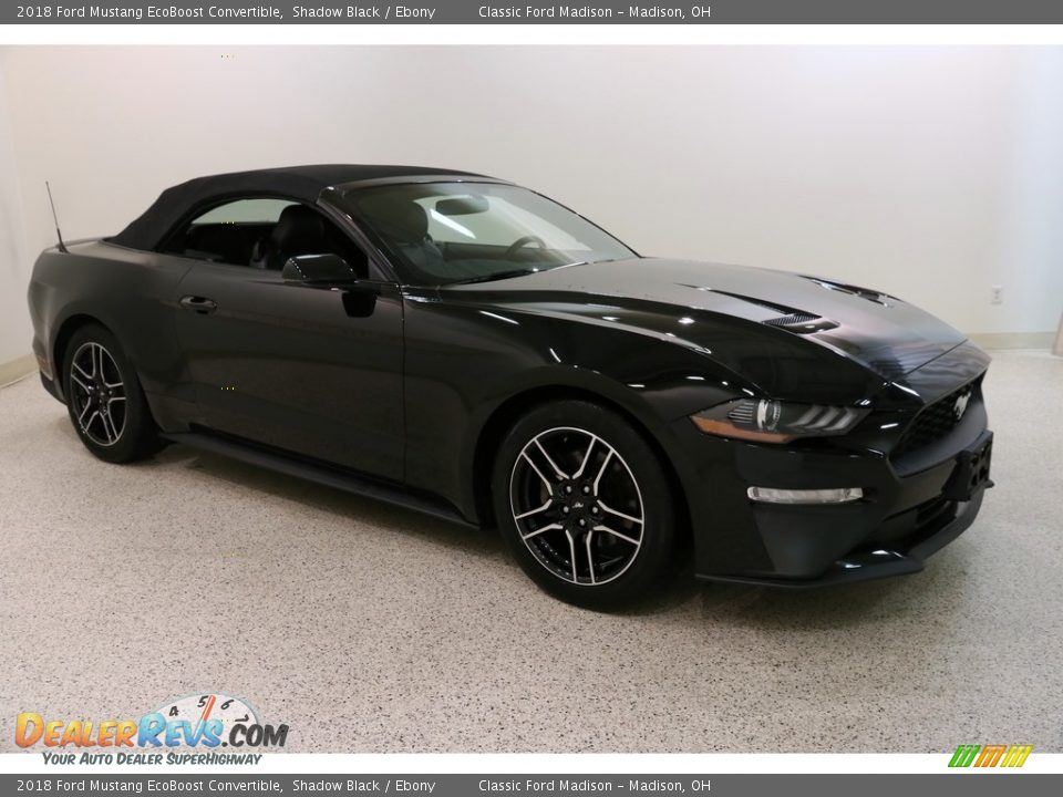 2018 Ford Mustang EcoBoost Convertible Shadow Black / Ebony Photo #2