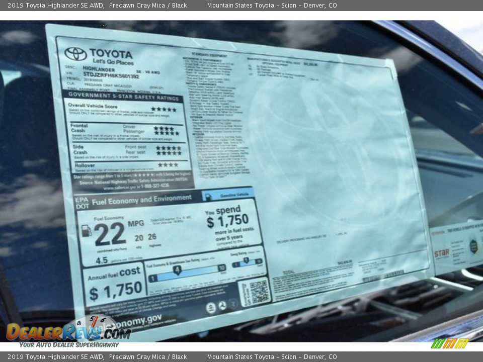 2019 Toyota Highlander SE AWD Predawn Gray Mica / Black Photo #12