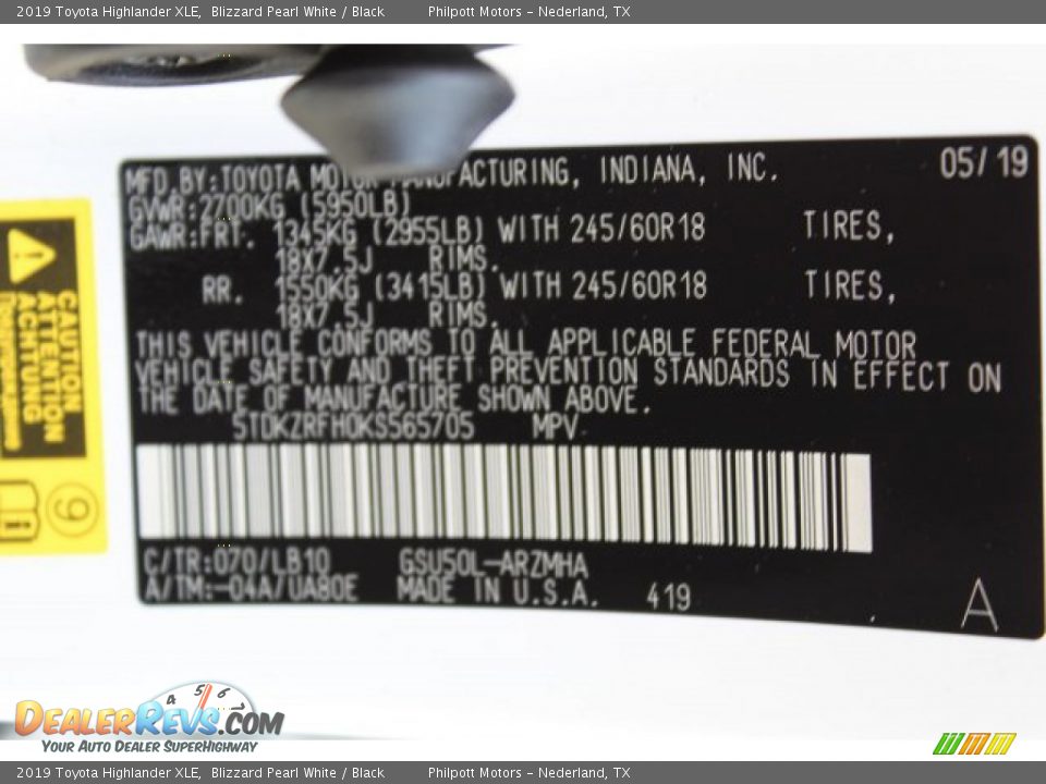 2019 Toyota Highlander XLE Blizzard Pearl White / Black Photo #28