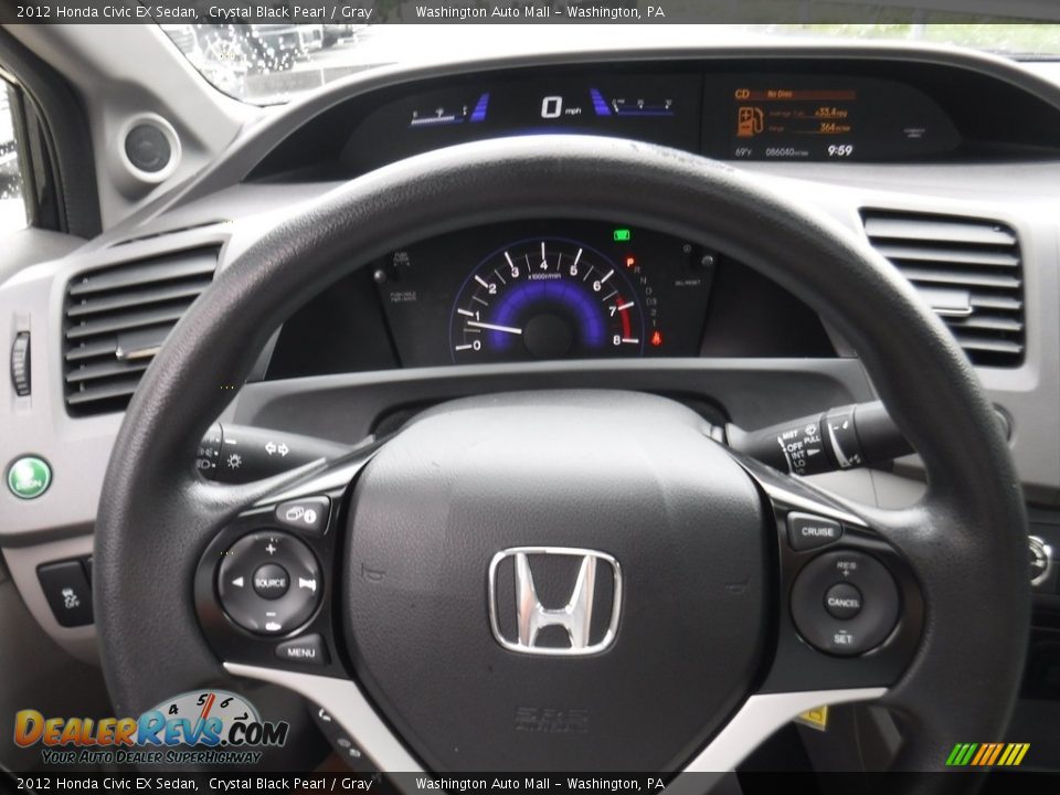 2012 Honda Civic EX Sedan Crystal Black Pearl / Gray Photo #18