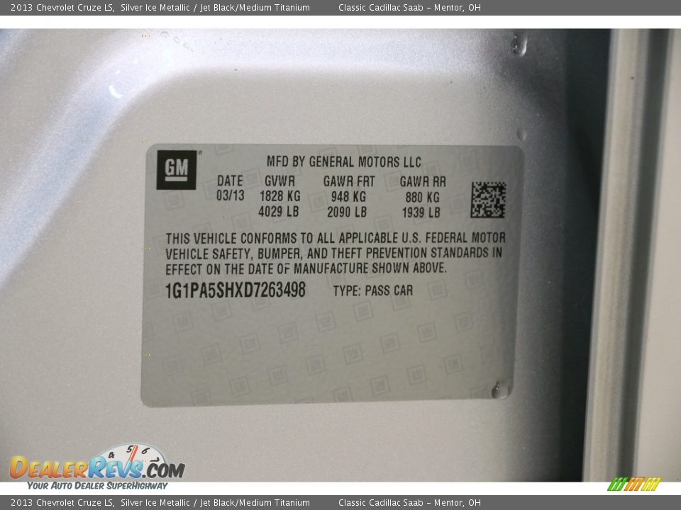2013 Chevrolet Cruze LS Silver Ice Metallic / Jet Black/Medium Titanium Photo #18