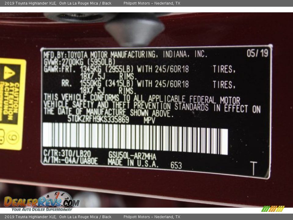 2019 Toyota Highlander XLE Ooh La La Rouge Mica / Black Photo #26