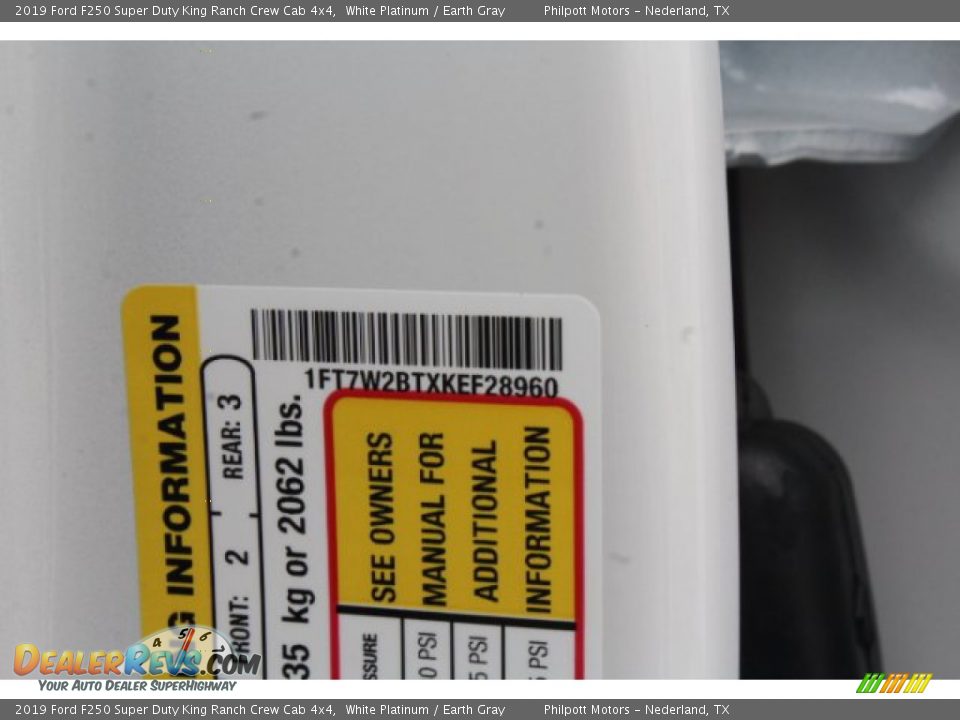 2019 Ford F250 Super Duty King Ranch Crew Cab 4x4 White Platinum / Earth Gray Photo #24