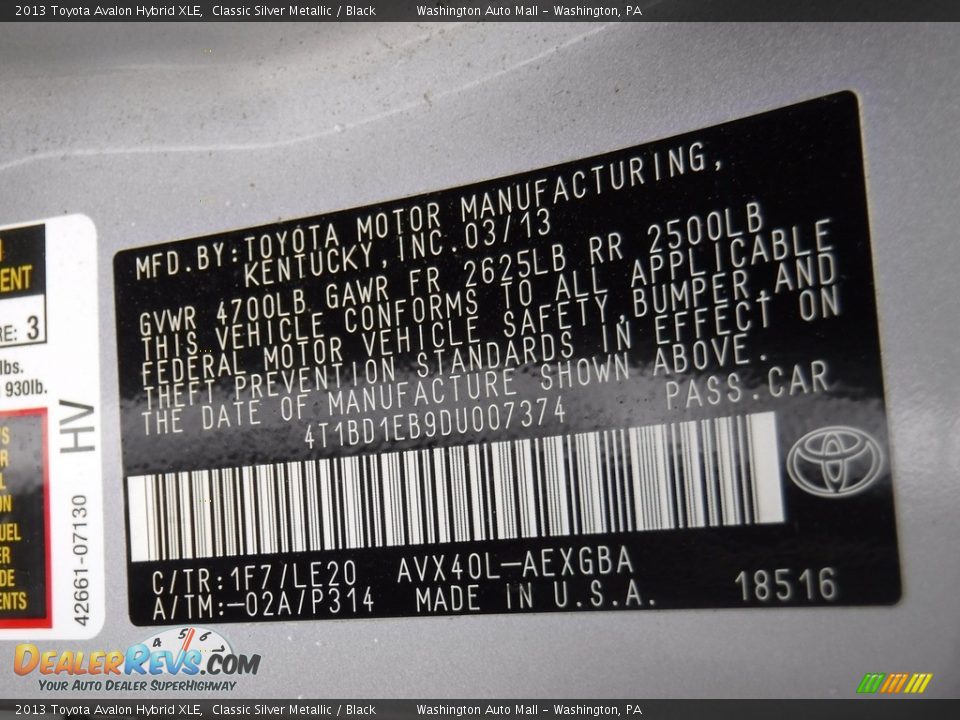 2013 Toyota Avalon Hybrid XLE Classic Silver Metallic / Black Photo #27