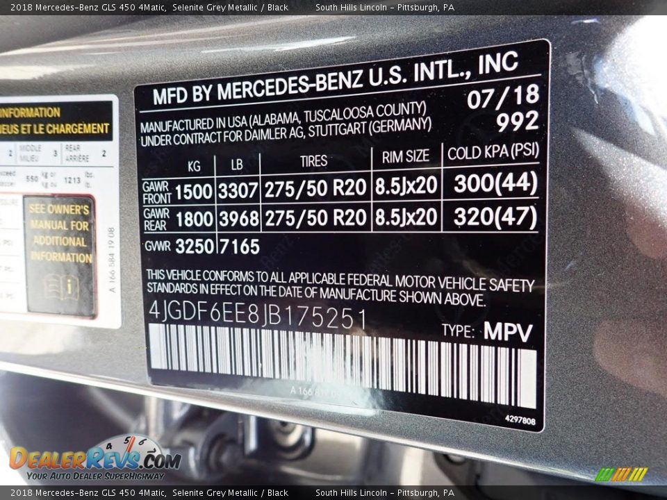 2018 Mercedes-Benz GLS 450 4Matic Selenite Grey Metallic / Black Photo #23