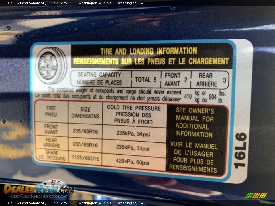 2019 Hyundai Sonata SE Blue / Gray Photo #9