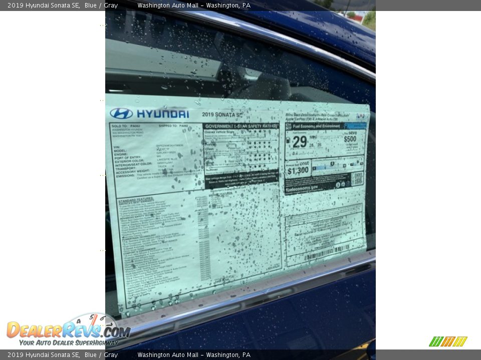 2019 Hyundai Sonata SE Blue / Gray Photo #16