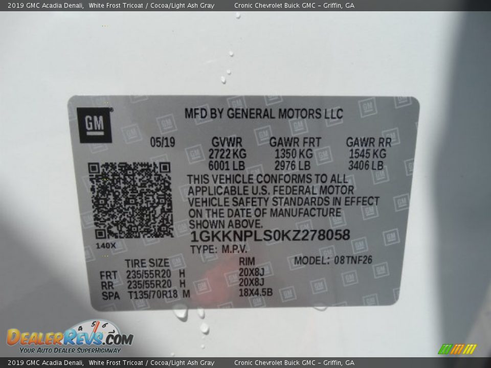 2019 GMC Acadia Denali White Frost Tricoat / Cocoa/Light Ash Gray Photo #35
