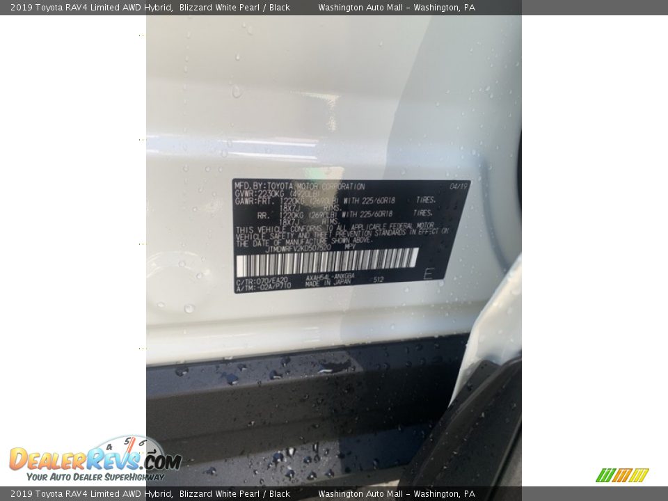 2019 Toyota RAV4 Limited AWD Hybrid Blizzard White Pearl / Black Photo #14