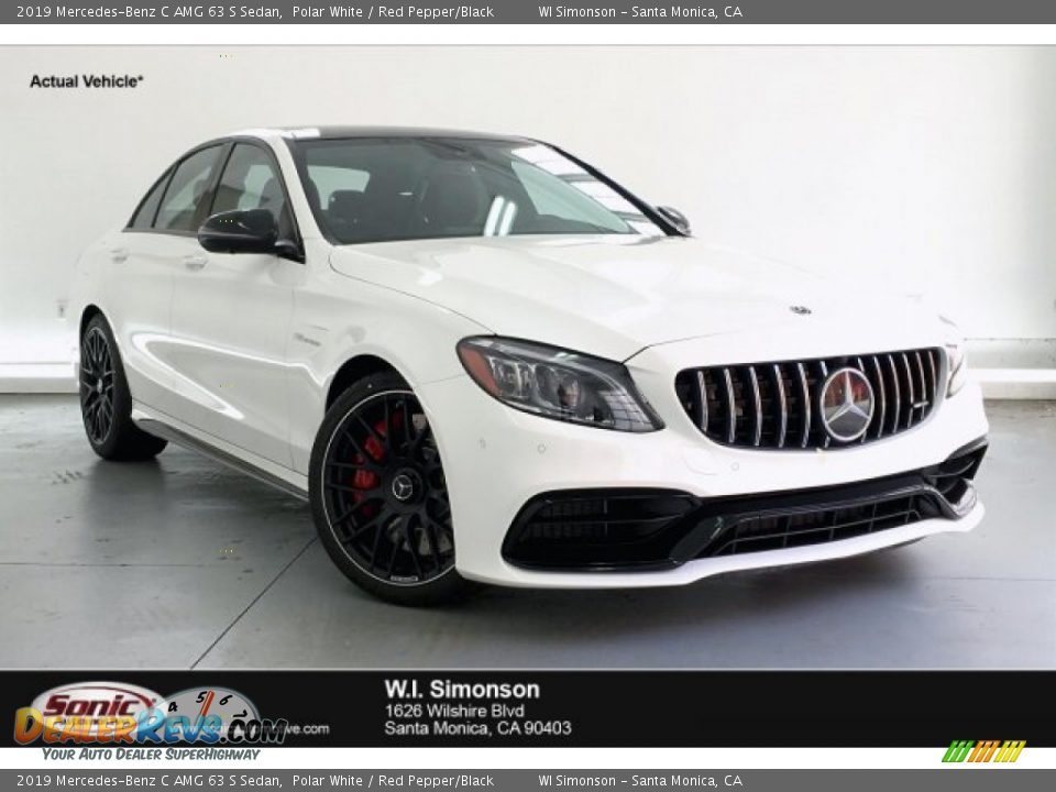 2019 Mercedes-Benz C AMG 63 S Sedan Polar White / Red Pepper/Black Photo #1