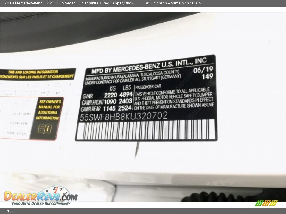 Mercedes-Benz Color Code 149 Polar White