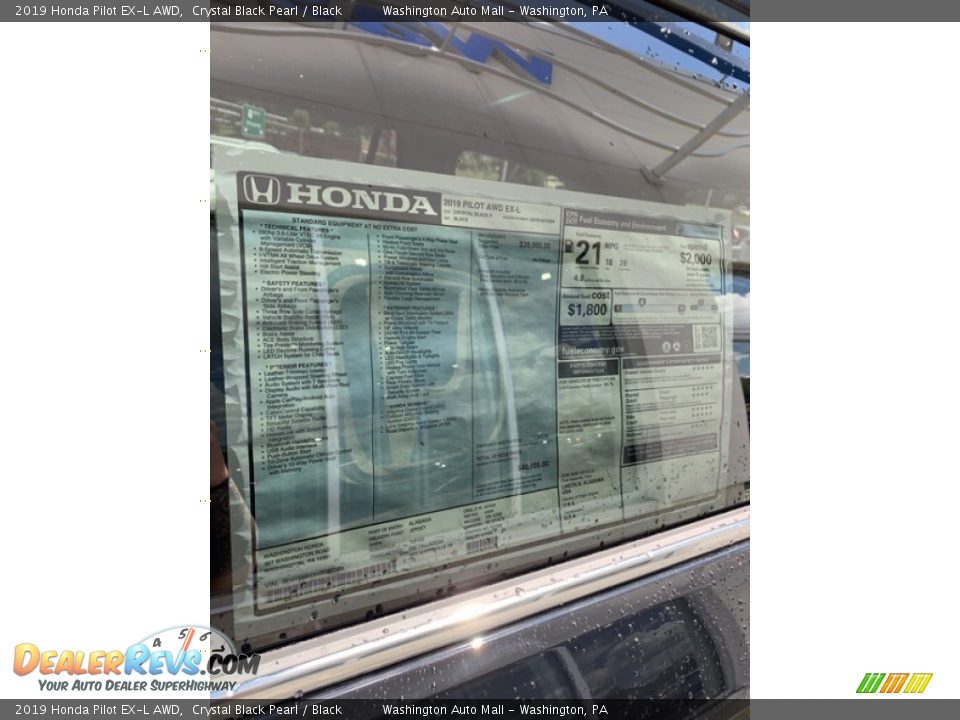 2019 Honda Pilot EX-L AWD Crystal Black Pearl / Black Photo #15