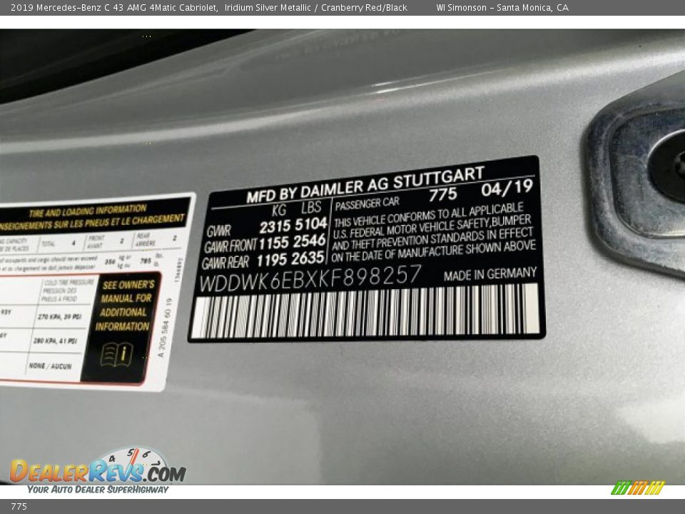 Mercedes-Benz Color Code 775 Iridium Silver Metallic