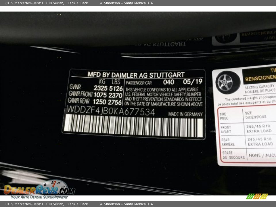 2019 Mercedes-Benz E 300 Sedan Black / Black Photo #11