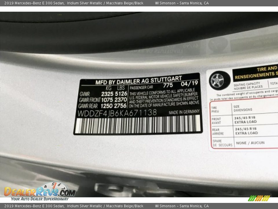 2019 Mercedes-Benz E 300 Sedan Iridium Silver Metallic / Macchiato Beige/Black Photo #11