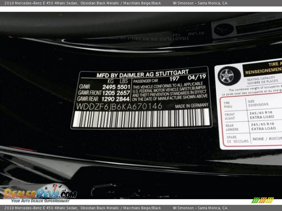 2019 Mercedes-Benz E 450 4Matic Sedan Obsidian Black Metallic / Macchiato Beige/Black Photo #11