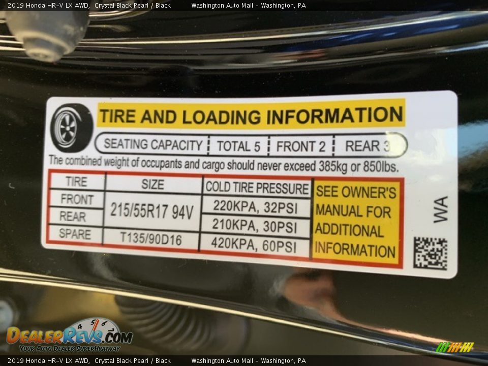 2019 Honda HR-V LX AWD Crystal Black Pearl / Black Photo #8