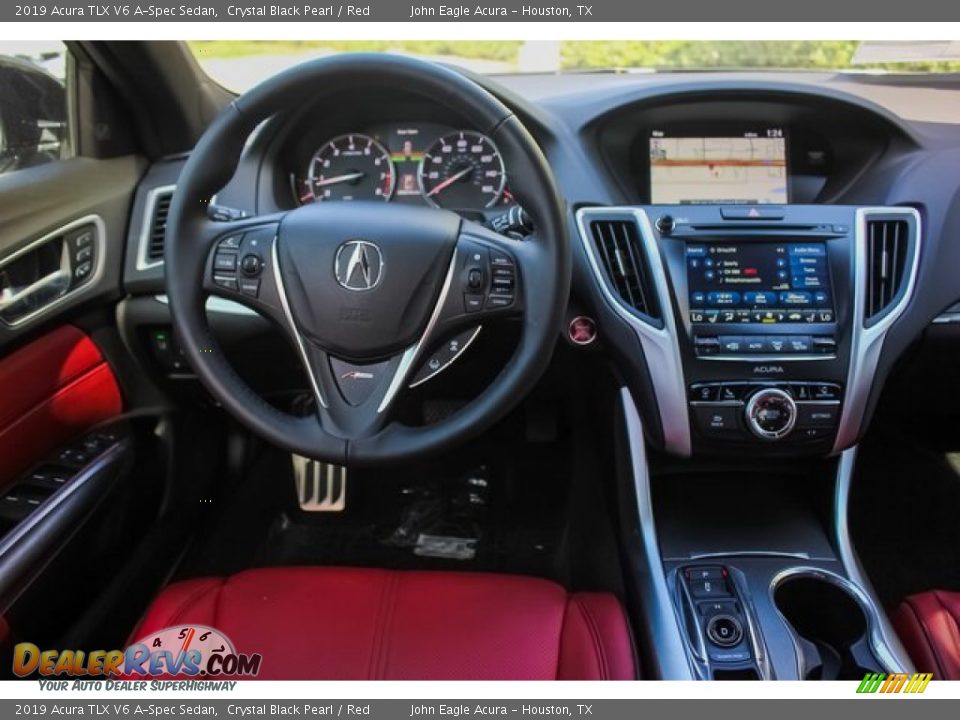 2019 Acura TLX V6 A-Spec Sedan Crystal Black Pearl / Red Photo #24