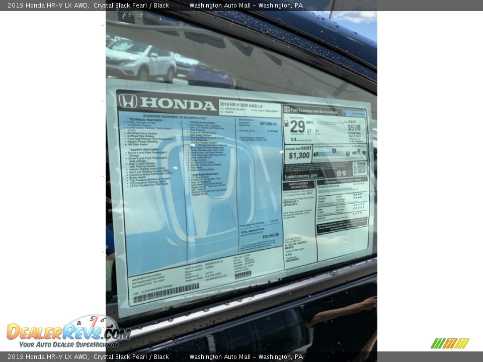 2019 Honda HR-V LX AWD Crystal Black Pearl / Black Photo #15
