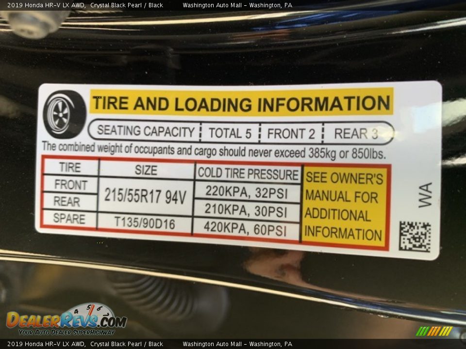 2019 Honda HR-V LX AWD Crystal Black Pearl / Black Photo #8