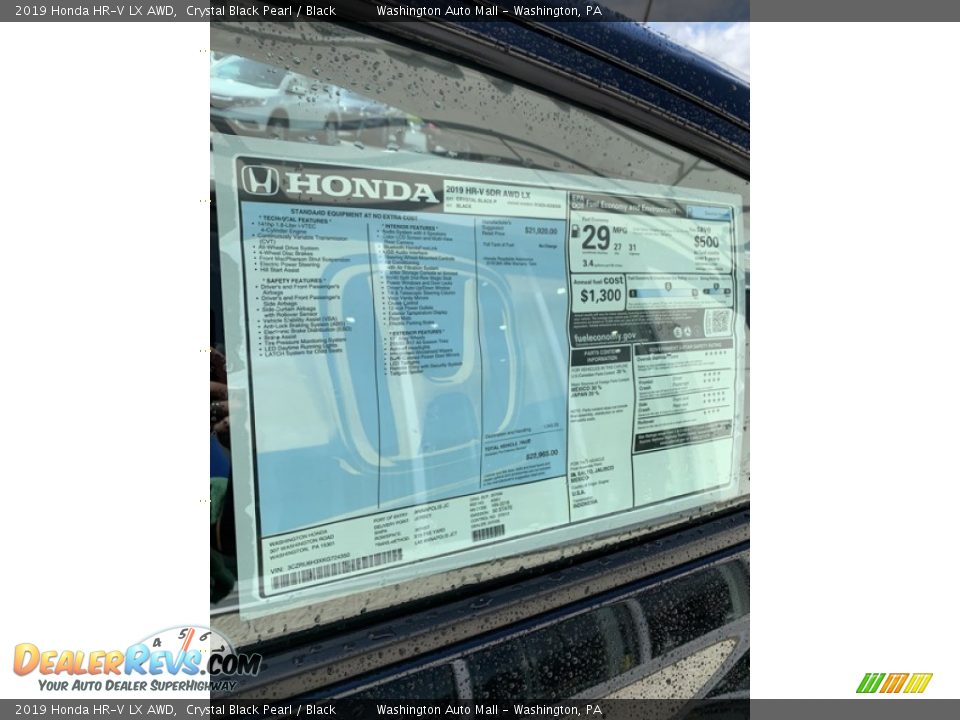 2019 Honda HR-V LX AWD Crystal Black Pearl / Black Photo #15
