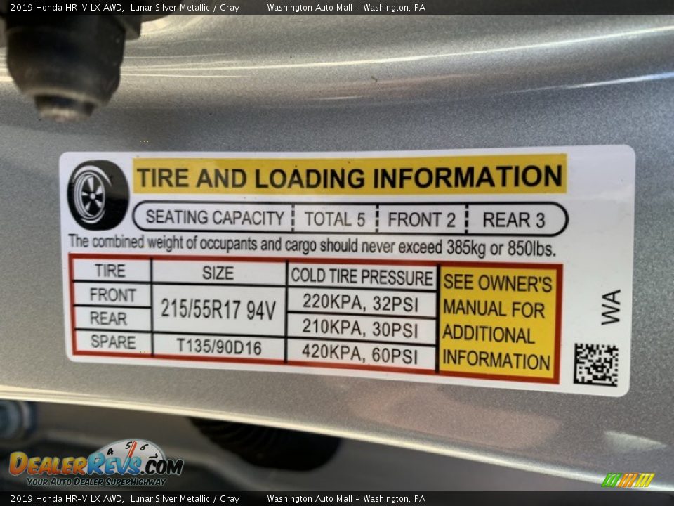 2019 Honda HR-V LX AWD Lunar Silver Metallic / Gray Photo #8