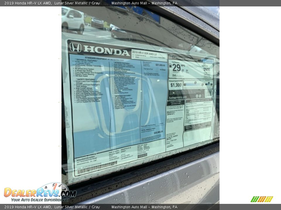 2019 Honda HR-V LX AWD Lunar Silver Metallic / Gray Photo #15