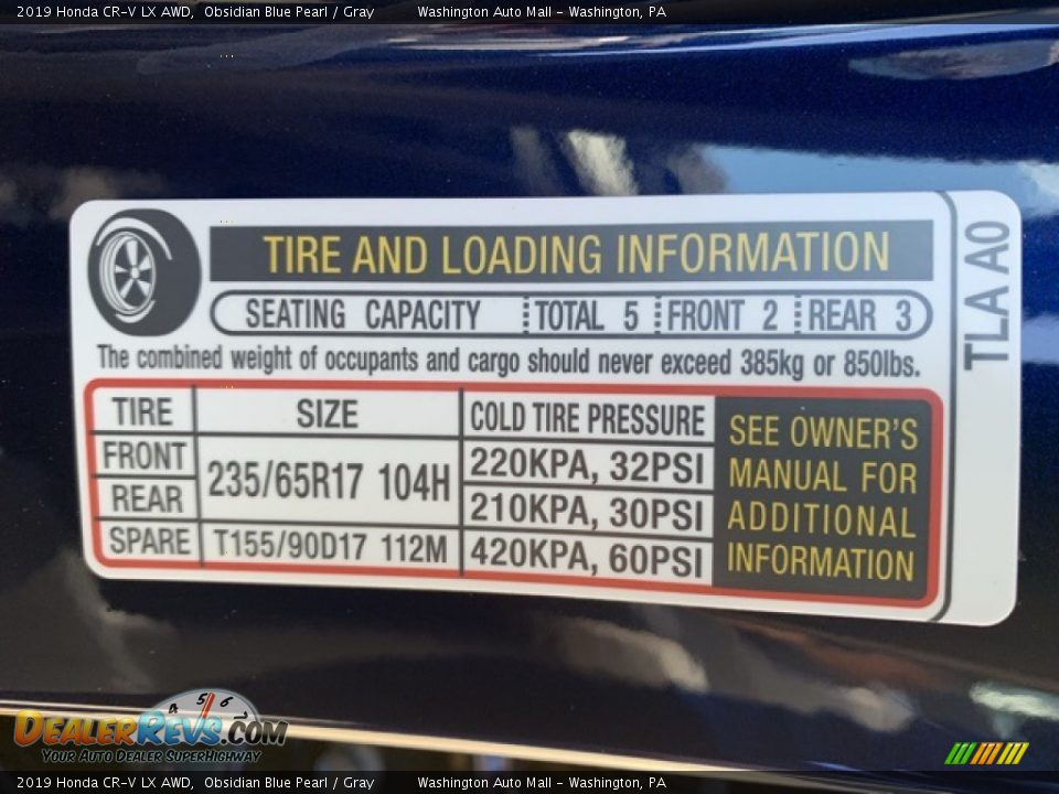 2019 Honda CR-V LX AWD Obsidian Blue Pearl / Gray Photo #8