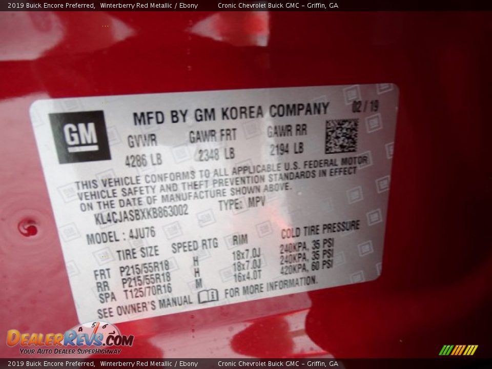 2019 Buick Encore Preferred Winterberry Red Metallic / Ebony Photo #28