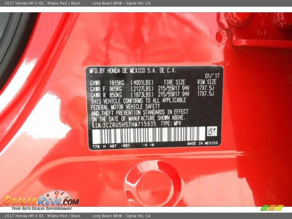 2017 Honda HR-V EX Milano Red / Black Photo #19