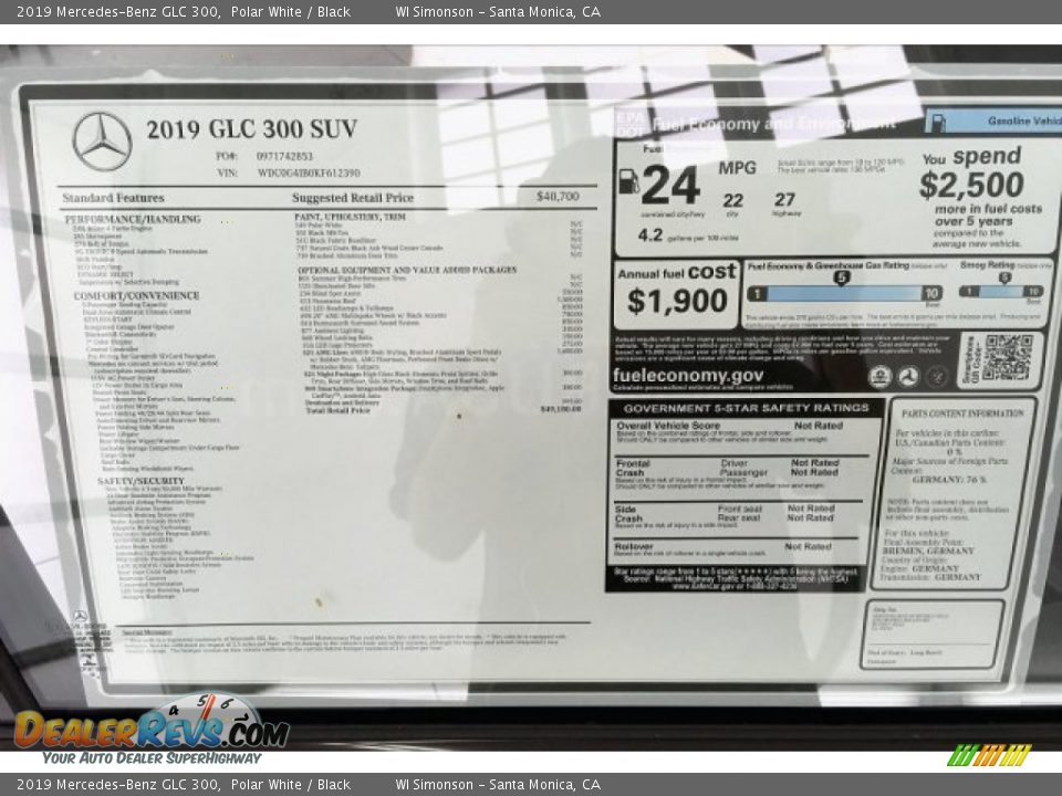 2019 Mercedes-Benz GLC 300 Polar White / Black Photo #10