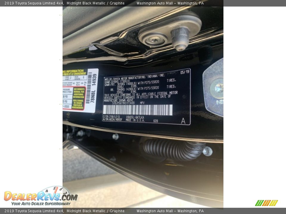 2019 Toyota Sequoia Limited 4x4 Midnight Black Metallic / Graphite Photo #14