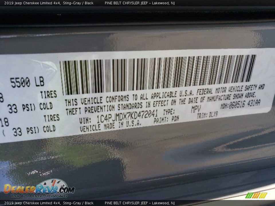 2019 Jeep Cherokee Limited 4x4 Sting-Gray / Black Photo #9