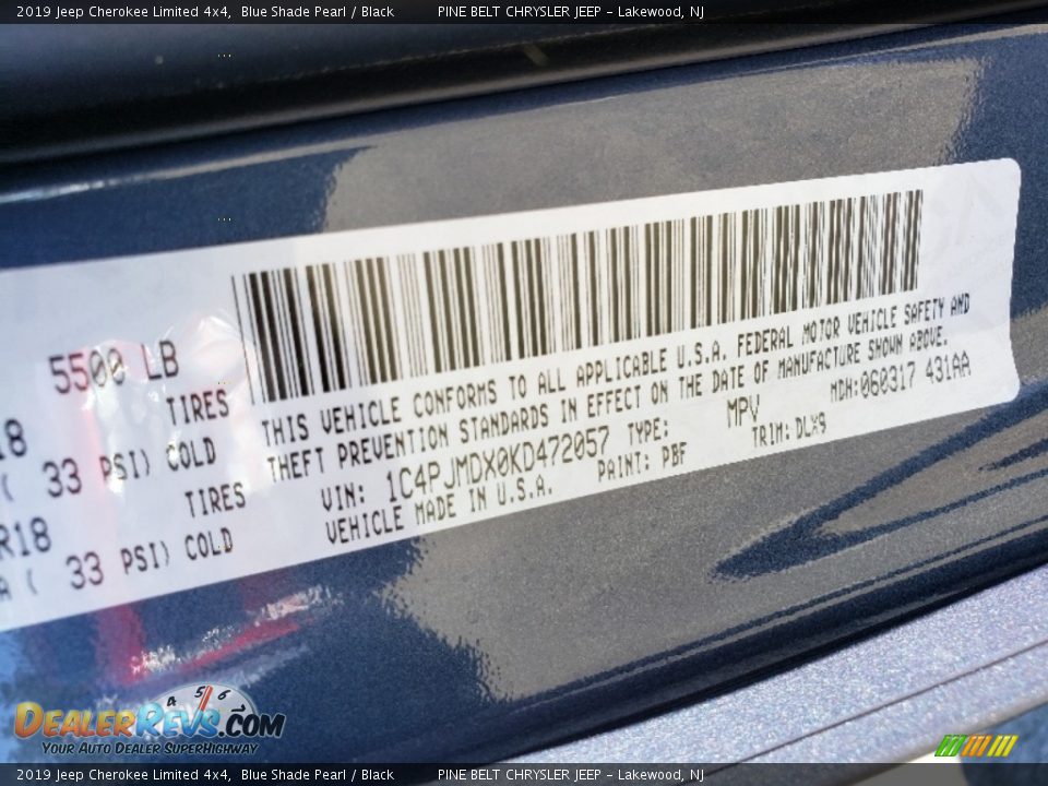 2019 Jeep Cherokee Limited 4x4 Blue Shade Pearl / Black Photo #9