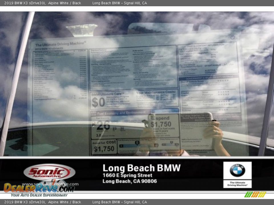 2019 BMW X3 sDrive30i Alpine White / Black Photo #10