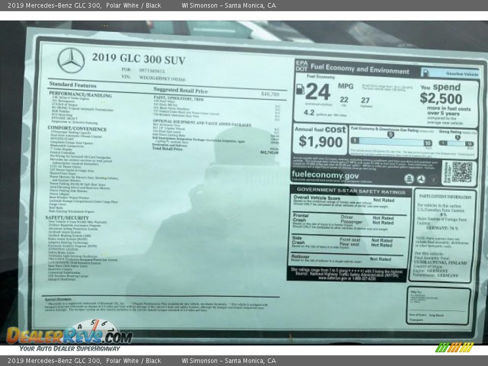 2019 Mercedes-Benz GLC 300 Polar White / Black Photo #10