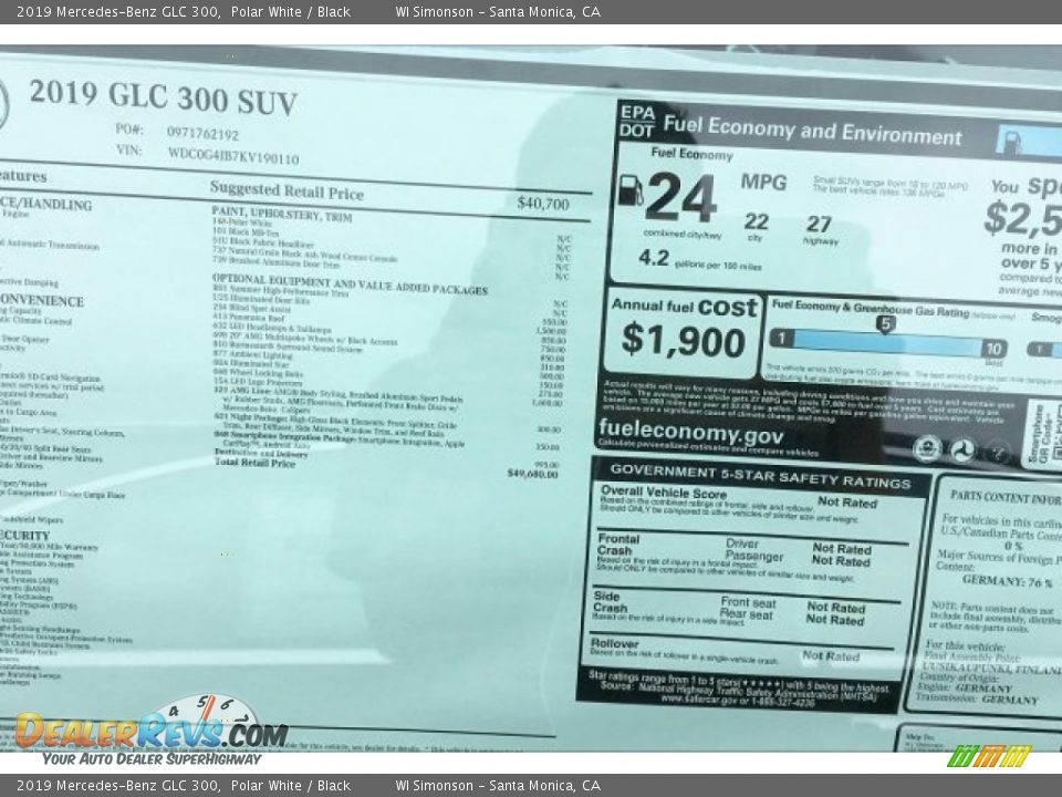 2019 Mercedes-Benz GLC 300 Polar White / Black Photo #11