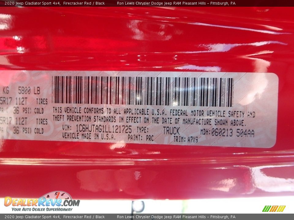 2020 Jeep Gladiator Sport 4x4 Firecracker Red / Black Photo #15