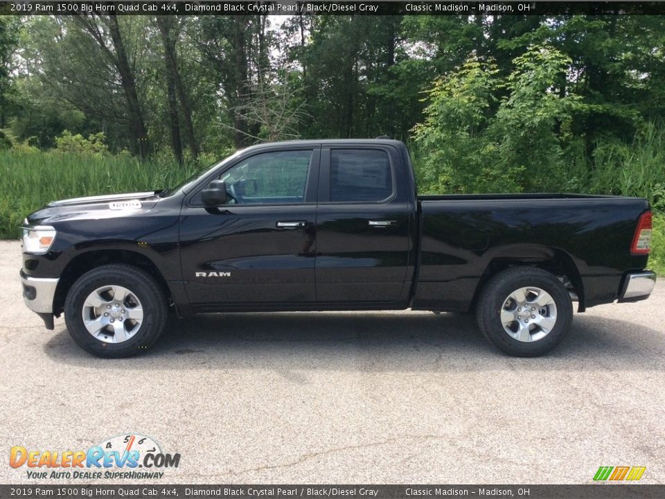 2019 Ram 1500 Big Horn Quad Cab 4x4 Diamond Black Crystal Pearl / Black/Diesel Gray Photo #3