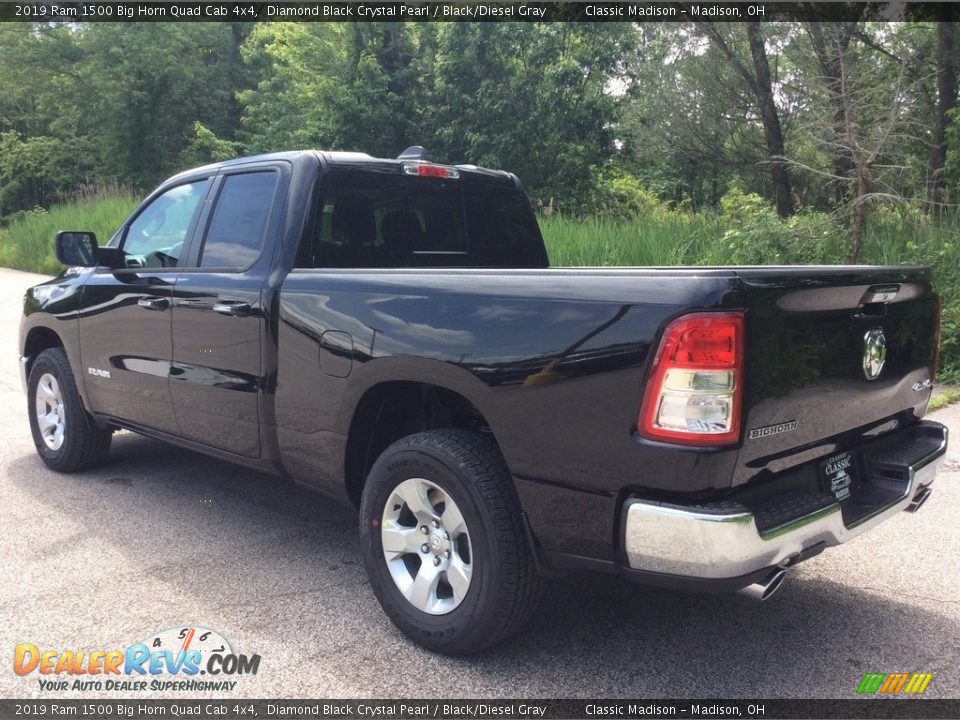 2019 Ram 1500 Big Horn Quad Cab 4x4 Diamond Black Crystal Pearl / Black/Diesel Gray Photo #4