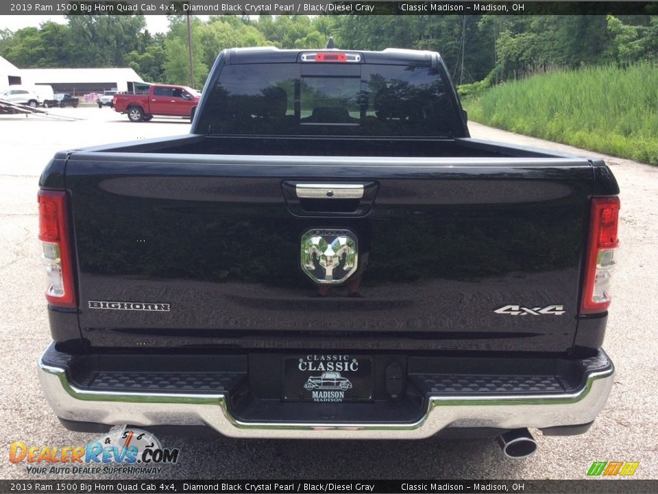 2019 Ram 1500 Big Horn Quad Cab 4x4 Diamond Black Crystal Pearl / Black/Diesel Gray Photo #5