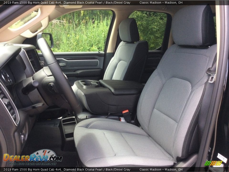 2019 Ram 1500 Big Horn Quad Cab 4x4 Diamond Black Crystal Pearl / Black/Diesel Gray Photo #10