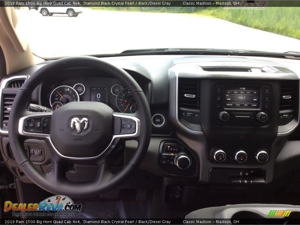 2019 Ram 1500 Big Horn Quad Cab 4x4 Diamond Black Crystal Pearl / Black/Diesel Gray Photo #12