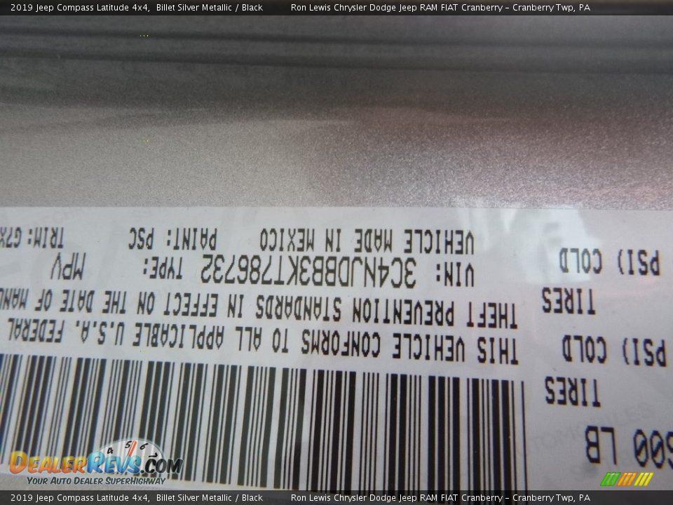 2019 Jeep Compass Latitude 4x4 Billet Silver Metallic / Black Photo #14