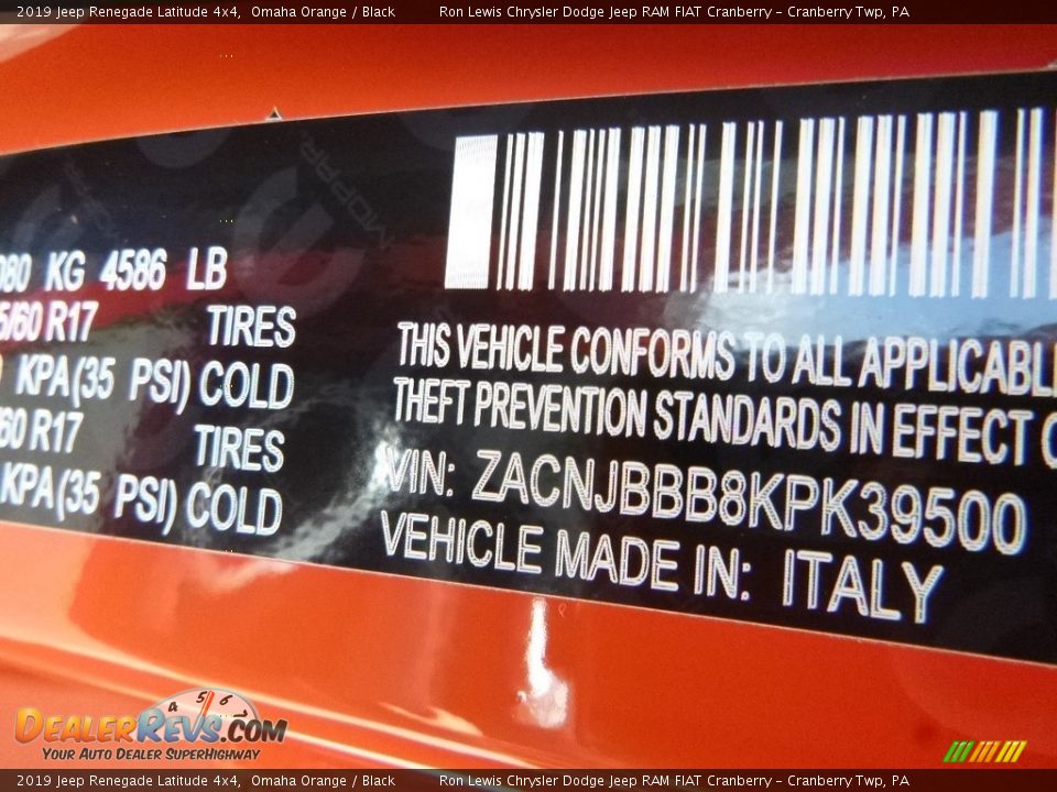 2019 Jeep Renegade Latitude 4x4 Omaha Orange / Black Photo #15