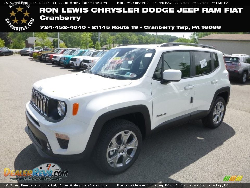 2019 Jeep Renegade Latitude 4x4 Alpine White / Black/Sandstorm Photo #1