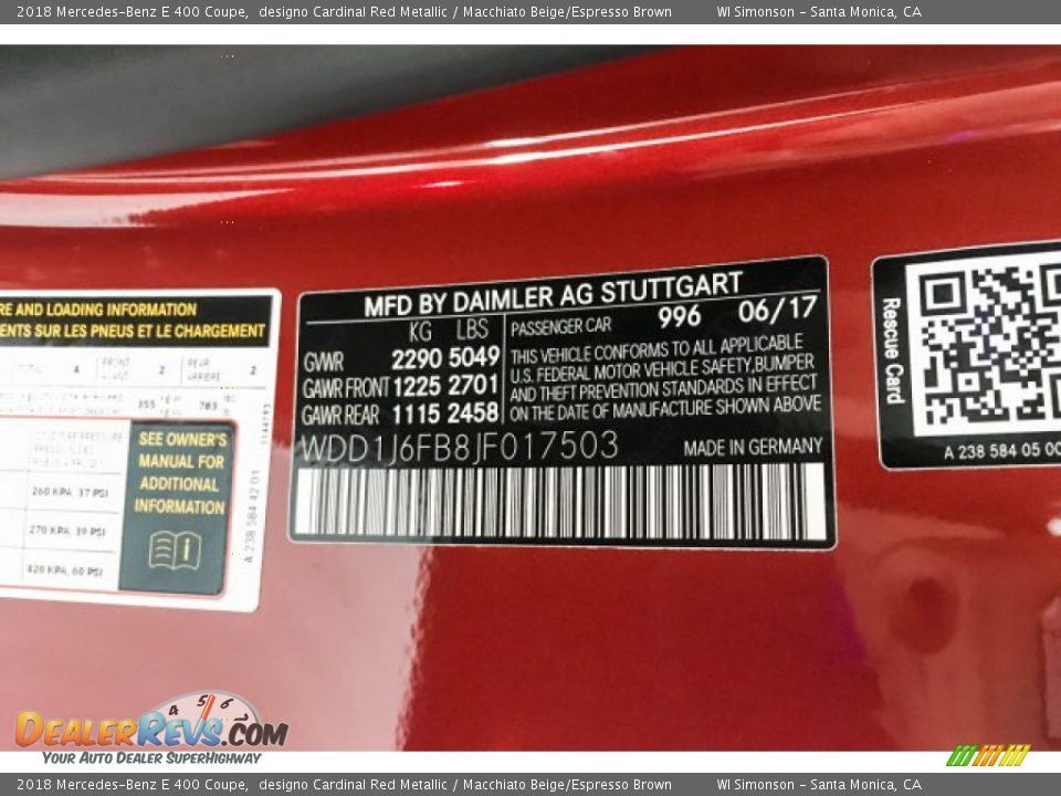 2018 Mercedes-Benz E 400 Coupe designo Cardinal Red Metallic / Macchiato Beige/Espresso Brown Photo #25